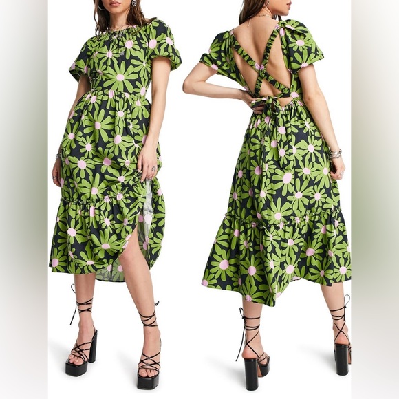 Topshop Cotton Floral Maxi Dress - size 6US - Picture 1 of 8
